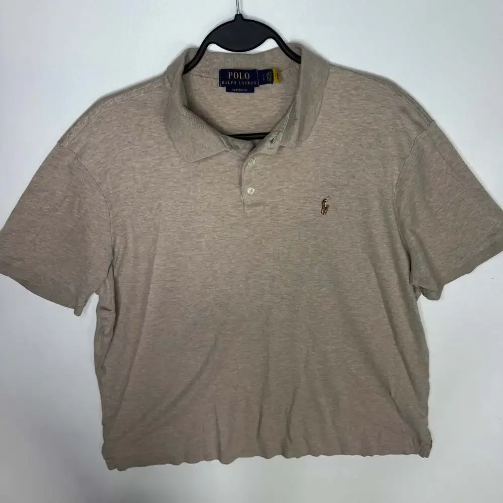 Polo Ralph Lauren Classic Fit Tan Short Sleeve Polo Shirt Men's Large